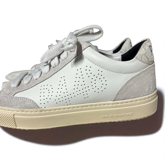 🌻P448 Soho Low Top White/Silver Sneakers Women's Size 38 - Picture 2 of 12